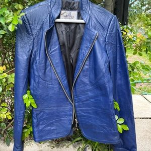 Genuine leather jacket / blue